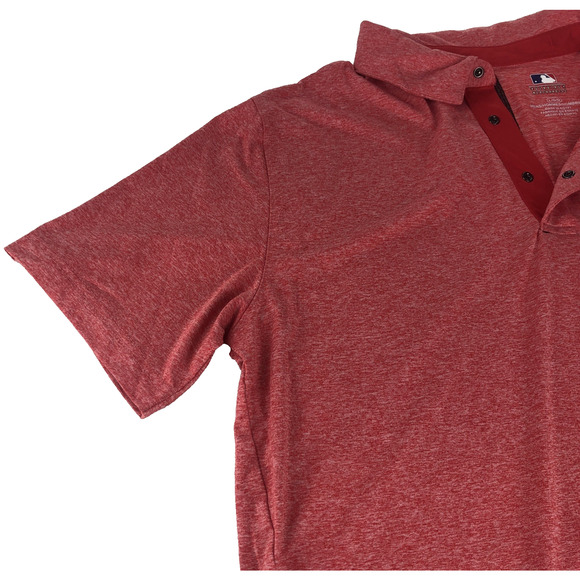 MLB Cincinnati Reds Men's Polo Shirt Large Short Sleeve Snaps Lightweight Red - Picture 5 of 11